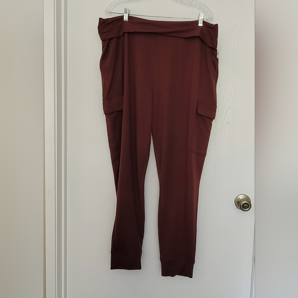 Old Navy Womens Pants Brown Size XL High Rise Jogger French Terry Rayon Blend